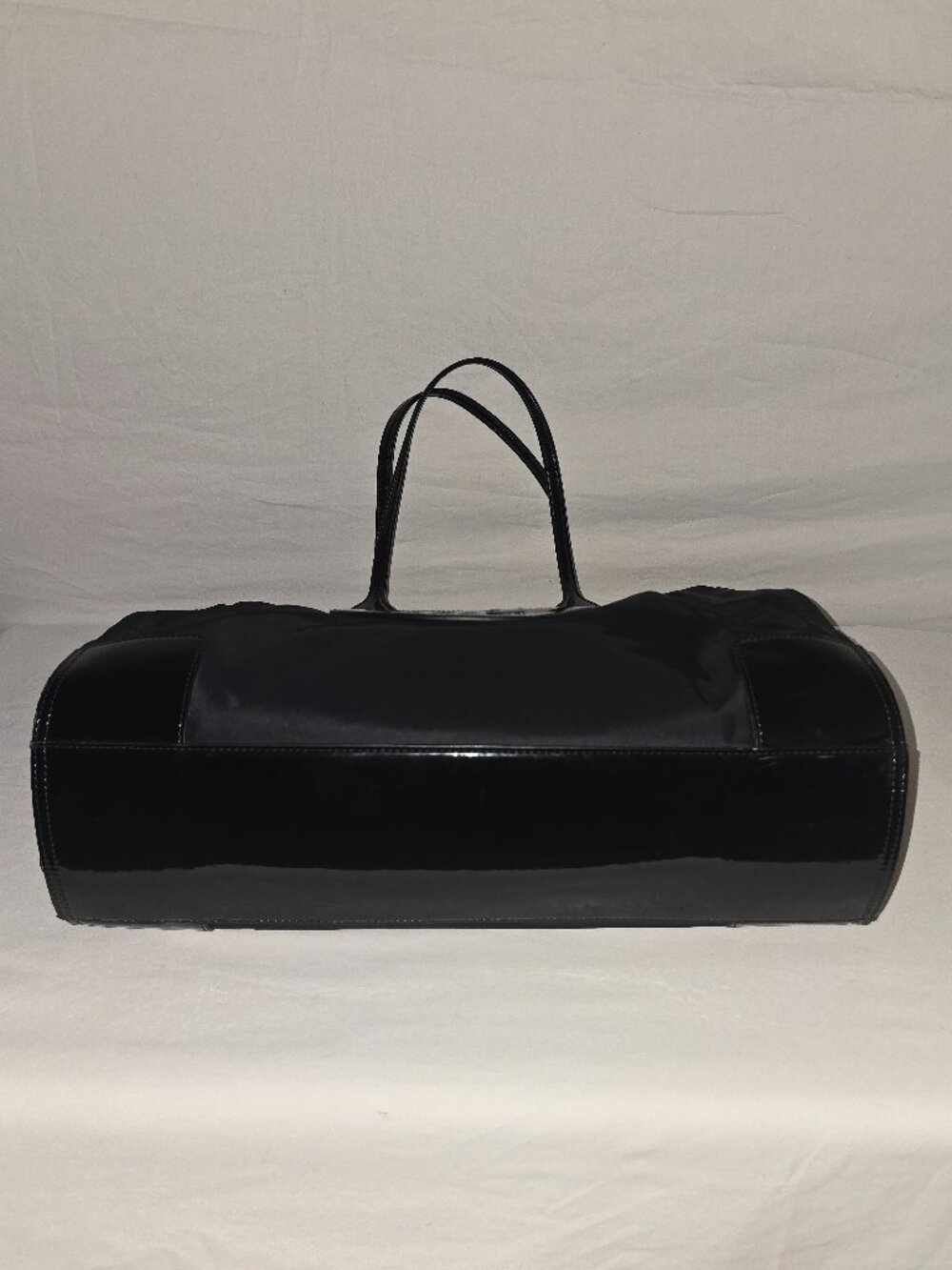 Tory Burch Ella Large Black Nylon Patent Leather Logo Shoulder Tote Shopper Bag - Picture 11 of 12